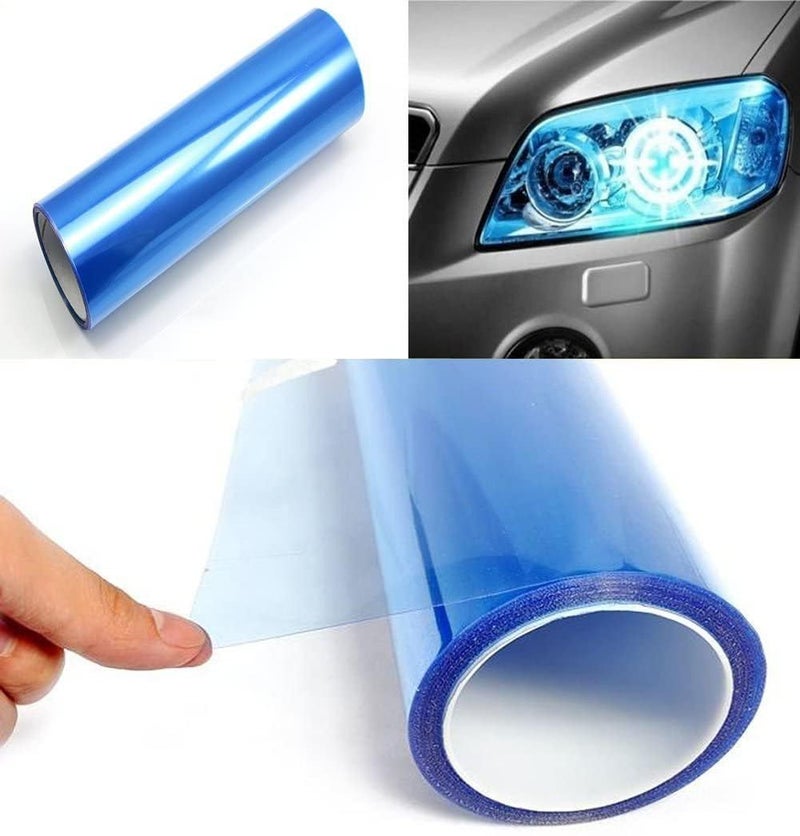 KOMAS 12â€ X 48â€ Tint Vinyl Film Sticker Sheet Roll for Car Headlight, Tail Lights, Fog Lights with Squeegee + Cutter (Glossy Dark Blue) - Image 2